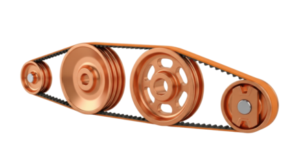 Isolated engine timing belts system with pulleys, gears, and cog for rotating machinery