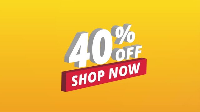 40% off shop now animated Video, 40% OFF Sale Video, 40 percent Off shop now, shop now