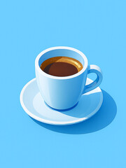 cup of coffee on blue background