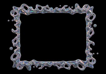 Abstract liquid metal frame with a dark background