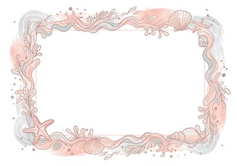 Delicate watercolor floral border with soft pastel colors and a blank center