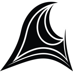 Abstract Stylized Sailboat Silhouette Emblem Design Element