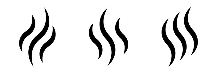 Aromas vaporize icons. Smoke, steam flat line icons.