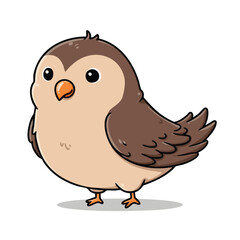 Cute Cartoon Bird Illustration on White Background