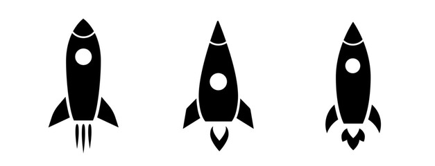 Rocket icon. Set of rocket vector icons. New business start up.