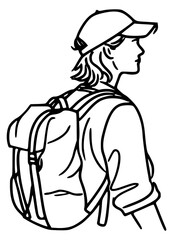 Traveler with backpack outline
