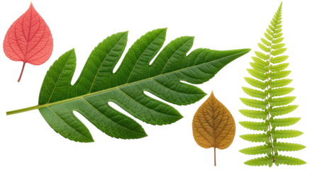 Isolated Fresh Green Leaves Collection for Botanical Art Projects and Floral Design Uses