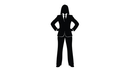 Confident Businesswoman Icon A Silhouetted Professional Representing Success and Power on a White Background