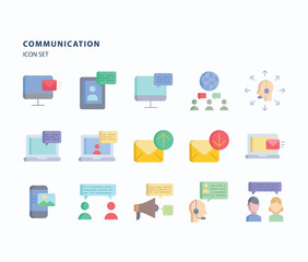 Communication flat icon set, Its including icons like chat, Customer service and tech support