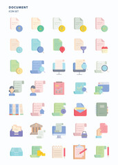 Document and file flat icon set, Its including icons like download, reports and Notes