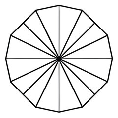 Geometric shape with radiating lines forming multiple triangles and sectors