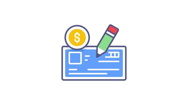 Cheque, Transparent Cheque, Premium quality vector illustration video concept. flat line icon video symbol.