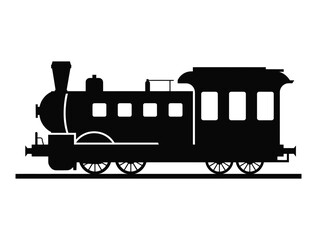Classic steam locomotive silhouette on a white background vector illustration