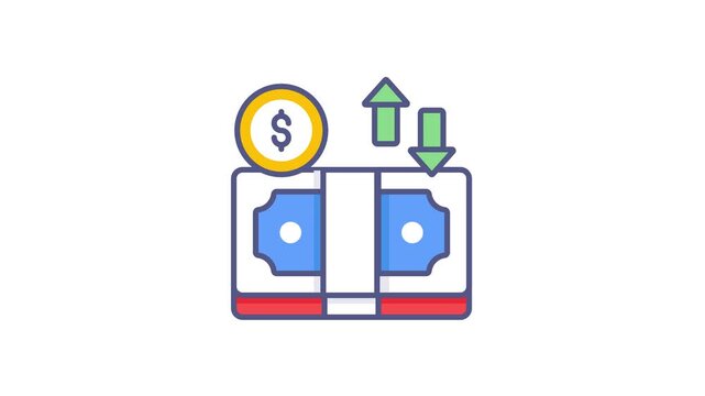Cash Flow, financial flow, fund flow, Premium quality vector illustration video concept. flat line icon video symbol.