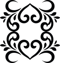 black floral ornament isolated on white background
