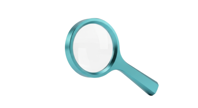 Isolated magnifying glass, looking for details, studying, examining closely, searching