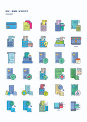 Bill and Invoice linear color  icon set, Its including icons like Payment, budget, receipts
