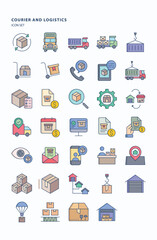 Courier and Logistics linear color  icon set, Its including icons like Parcel, courier, delivery and  cargo