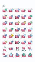 Naklejka premium Email linear color icon set, Its including icons like Mail, conversation, message