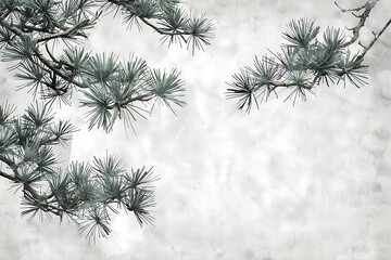 Obraz premium 松の枝を描いた水墨画風の和風背景
