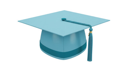 Isolated, Light-Blue Graduation Cap with Tassel on Academic Mortarboard for School Ceremony