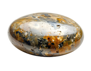 A large, colorfully colored stone with a black background