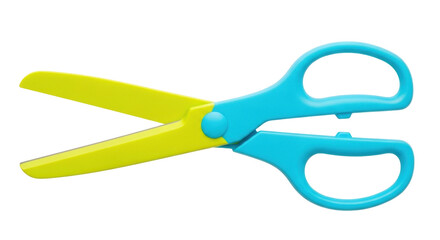 Isolated bright-colored safety scissors, office supply for kids, educational cutting tool