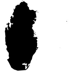 Editable black vector silhouette of the Middle Eastern country of Qatar.