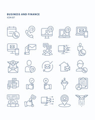 Business and Finance outline  icon set, Its including icons like  customer service, Appprove, Contact us