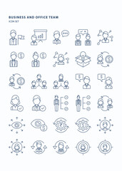 Business and office team outline  icon set, Its including icons like worker, boss, leader, Strategies, communication