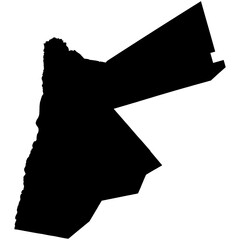 Editable black vector silhouette of the Middle Eastern country of Jordan.