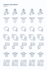 Fototapeta premium finance and money outline icon set, Its including icons like Currency, money, transaction