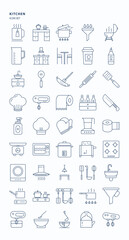Kitchen cook appliances outline  icon set, Its including icons like Knife, food, bakery