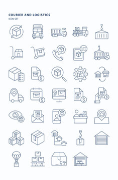 Courier and Logistics outline  icon set, Its including icons like Parcel, courier, delivery and  cargo