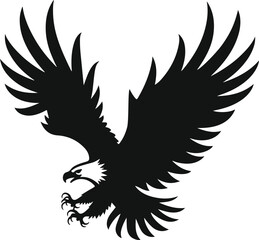 Obraz premium Majestic silhouette of a soaring eagle with wings spread wide