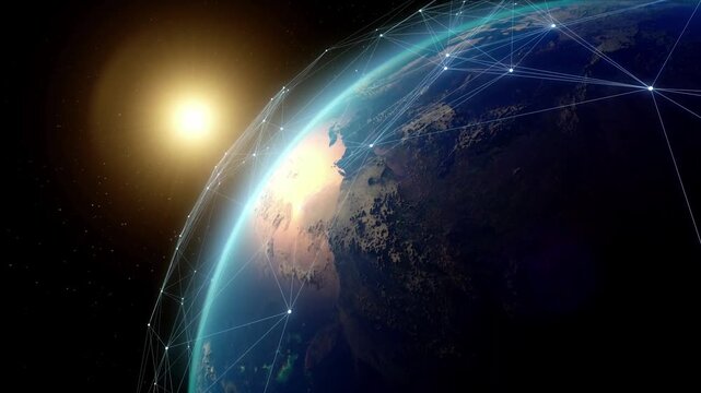 Best Beautiful Earth covered with satellite network Reverse Abs Post sv. angelica Flores Background Video Footage