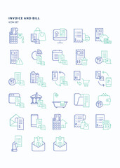 Invoice and bill outline color icon set, Its including icons like Payment, budget, receipts