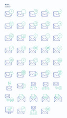 Email outline color icon set, Its including icons like Mail, conversation, message
