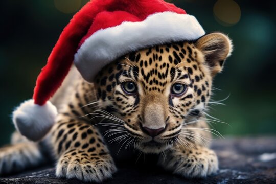 Leopard christmas wildlife animal.