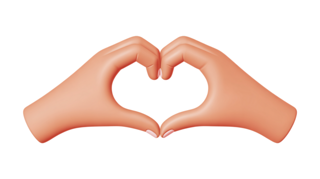 Close up of a person forming a heart shape with their hands symbolizing love support and care on a clean simple background