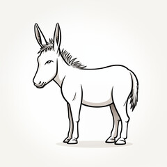Fototapeta premium Illustration of a standing donkey on a light background with copy space