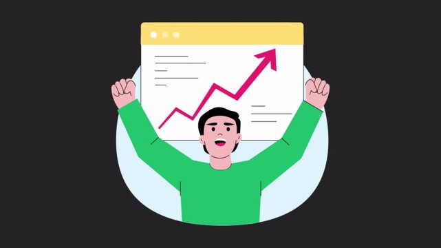 Financial Growth Success 2D Motion Graphics Animation Alpha channel
