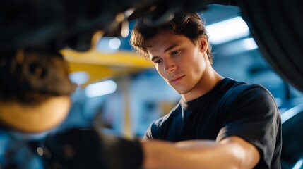 A mechanic inspecting and replacing worn brake pads illustrates attention to safety, vehicle maintenance protocols, technical knowledge, and hands-on repair techniques. cinematic color correction,