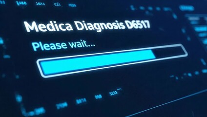 Modern medical diagnosis screen shows progress bar for urgent patient results, highlighting critical health data processing - Powered by Adobe