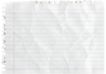 Crumpled Lined Paper Sheet: Textured White Note, Torn Edge, Writing Surface for Creative Projects and Back to School