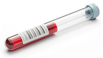 Fototapeta premium Laboratory Test Tube with Barcode and Cost Tag for Medical Use