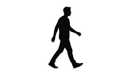 Silhouette of a man walking, depicted in profile against a white background, symbolizing movement and everyday activity