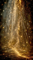 Stunning Golden Light Beams and Glittering Bokeh Particles Falling Down