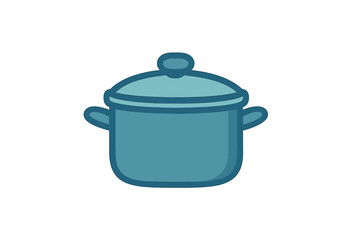 Blue cooking pot with a rounded body and covered lid, essential kitchen equipment