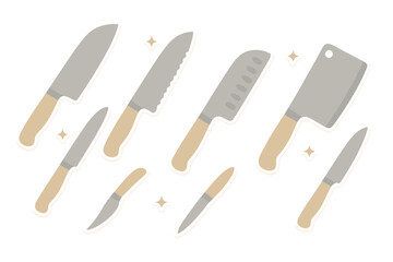Collection of essential kitchen knives set including chef knife, cleaver, and utility knife